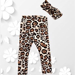 Leopard ribbed leggings and headband 18M